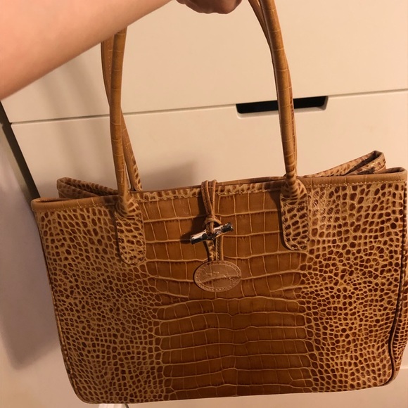 LONGCHAMP Embossed Tan leather tote bag - Picture 7 of 7